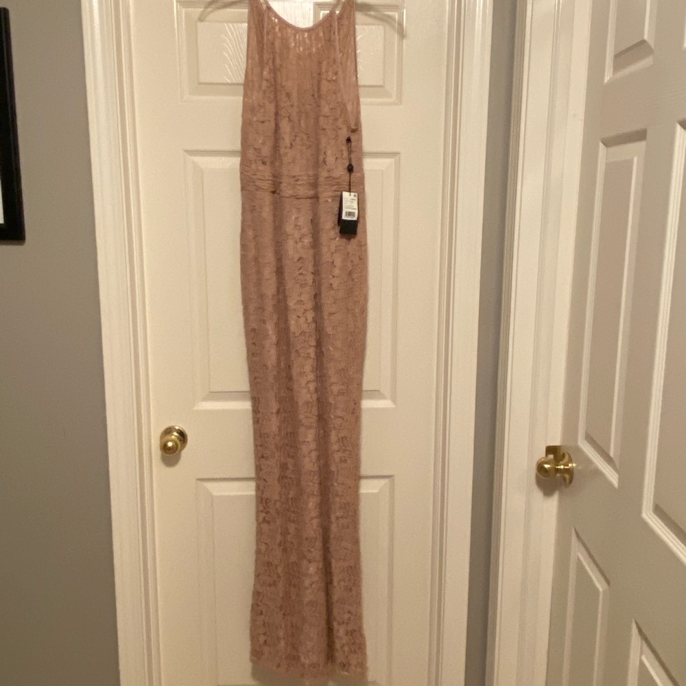 Adrianna Papell lace halter formal dress